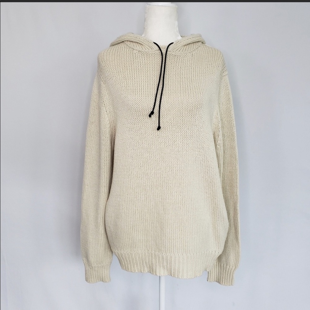 Theory Off White Wool Blend Hoodie Sweater